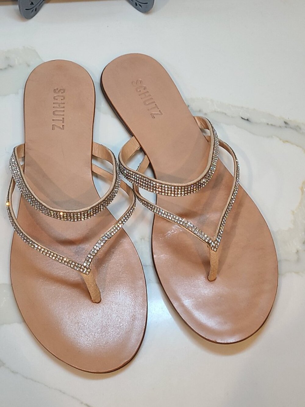 NWT Schutz Toven slide sandal crystal accents Women's 9.5 Made in Brazil New